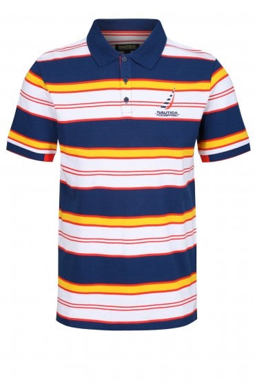 Afterdeck Striped Polo Shirt | Navy