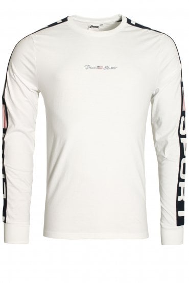 Panelled Long Sleeve Crew Neck T-Shirt | White