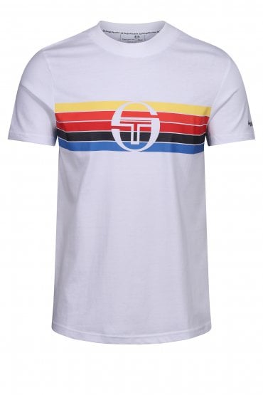 Adamo Graphic Print Crew Neck Short Sleeve Mens T-Shirt - White