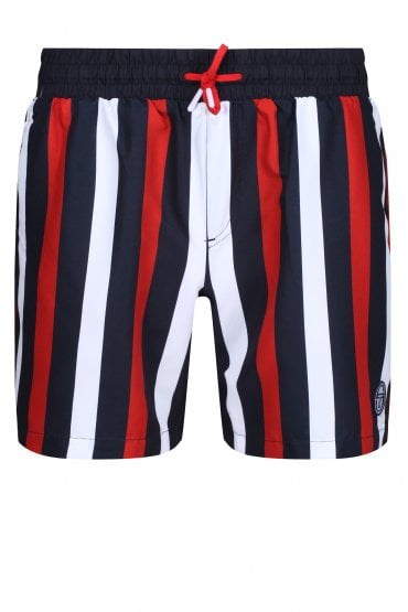 Arrabbiata Striped Swim Shorts | Night Sky/Red/White