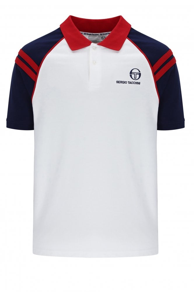 Cortona Mens Polo Shirt | White/Maritime Blue