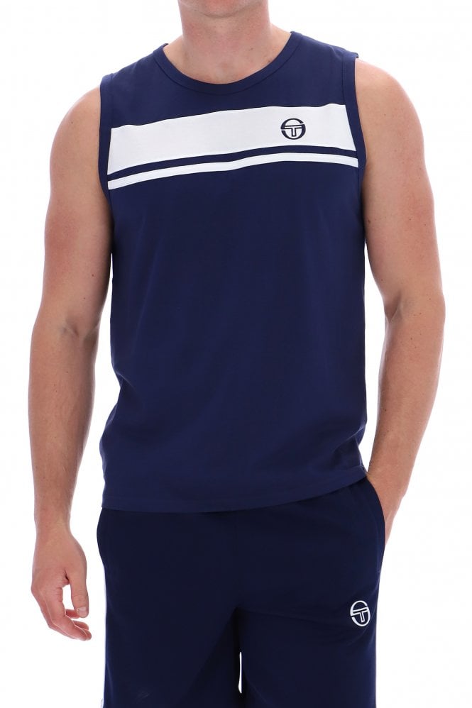 SERGIO TACCHINI Damarindo Tank Top Vest | Maritime Blue/White