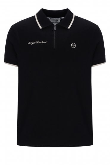 DAVIDE 1/4 ZIP SHORT SLEEVE POLO SHIRT | BLACK