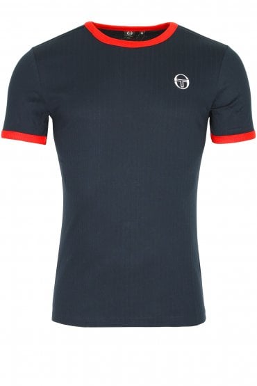 Drop Crew Neck T-Shirt | Navy/Red
