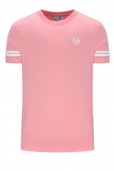 Grello Crew Neck Mens T-Shirt | Geranium Pink / White