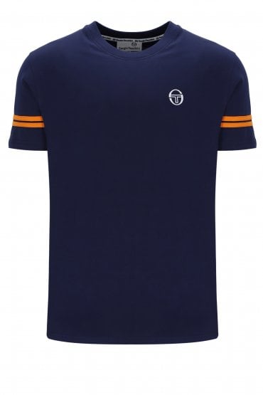 Grello Crew Neck Mens T-Shirt | Maritime Blue/Orange