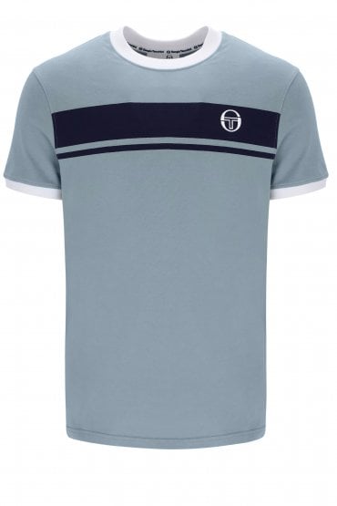 Master Tee Mens Crew Neck Short Sleeve T-Shirt / Lead / Maritime Blue / White