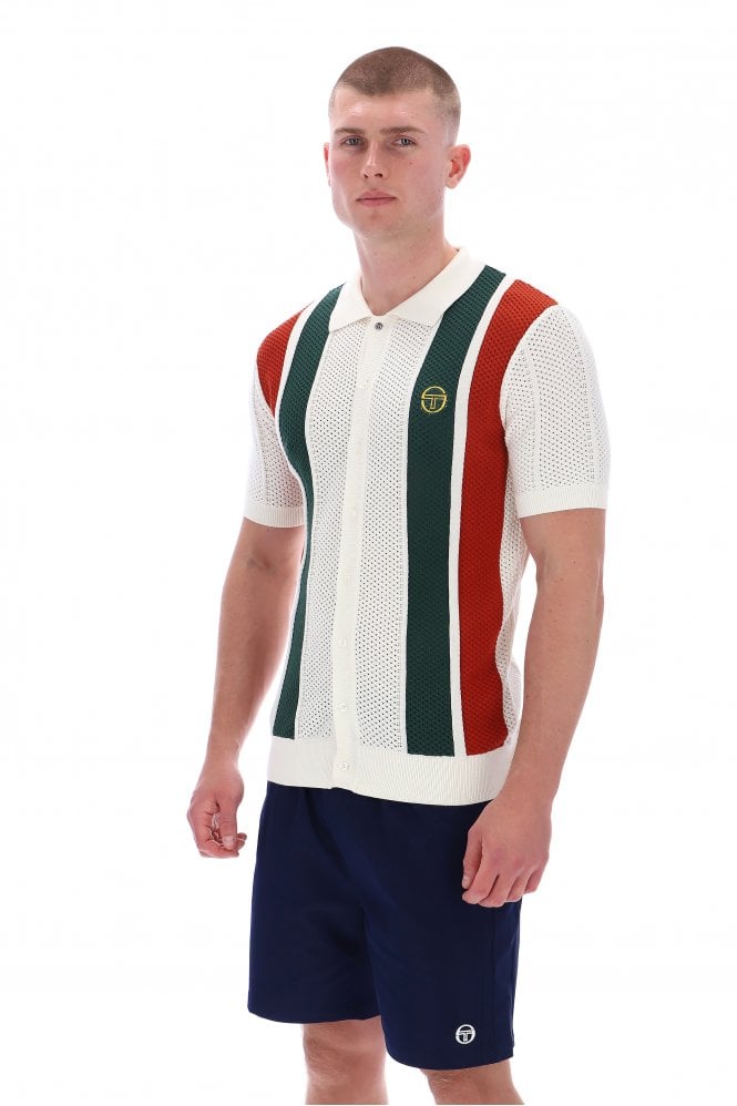 SERGIO TACCHINI Montell Short Sleeve Men's Knit Polo Shirt | Gardenia Maritime Blue