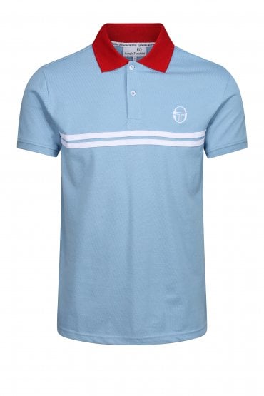 Supermac Mens Short Sleeve Polo Shirt | Airy Blue/Tango Red/White