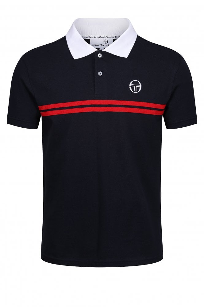 SERGIO TACCHINI Supermac Mens Short Sleeve Polo Shirt | Navy/red