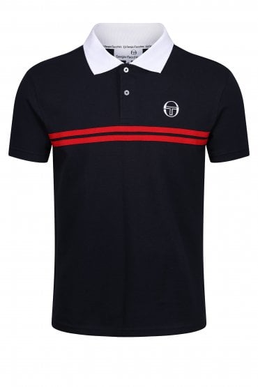 Supermac Mens Short Sleeve Polo Shirt | Navy/red