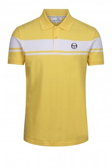 Young Line Short Sleeve Mens Polo Shirt | Lemon Drop/White