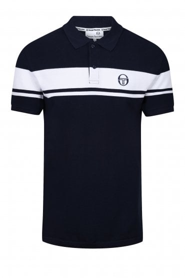 Young Line Short Sleeve Mens Polo Shirt | Maritime Blue/White