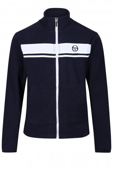 Young Line Zip Through Fleece Track Top | Maritime Blue/White