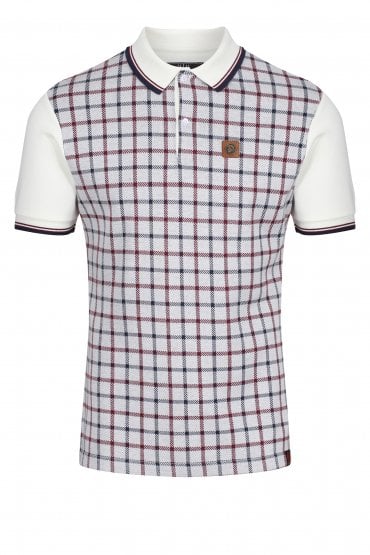 Records Check Panel Polo Shirt | Fawn