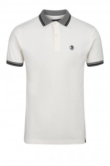 Chequerboard Collar Men's Polo Shirt | Ecru
