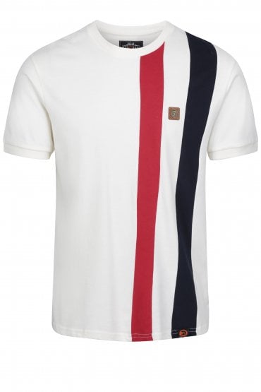 Records Cut n Sew Side Stripe T-Shirt | Ecru