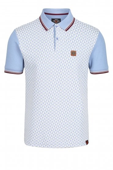 Records Diamond Panel Polo Shirt | Light Blue