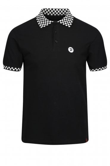 Records Mod Ska Checkerboard Polo Shirt | Black