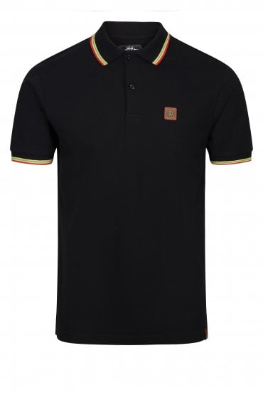 Signature RASTA Tipped Men's Polo Shirt | Black
