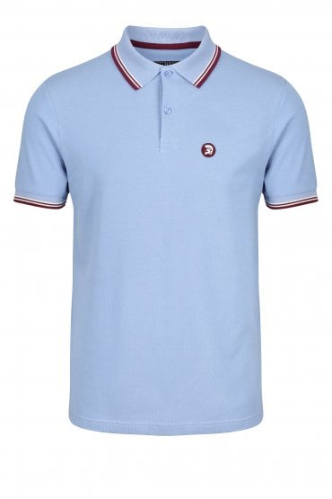 Records Tipped Pique Polo Shirt | Blue/Burgundy/White