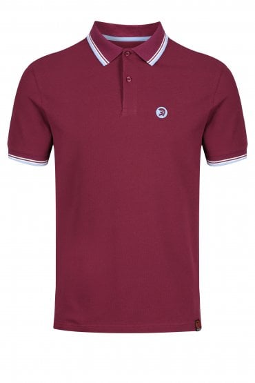 Records Tipped Pique Polo Shirt | Burgundy