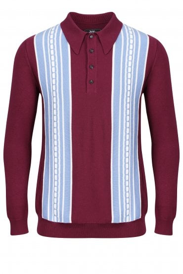 Cable Stripe Front Panel Spear Point Polo Shirt | Port
