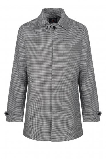 Fly Front Dogtooth Check Raincoat Mac Mono