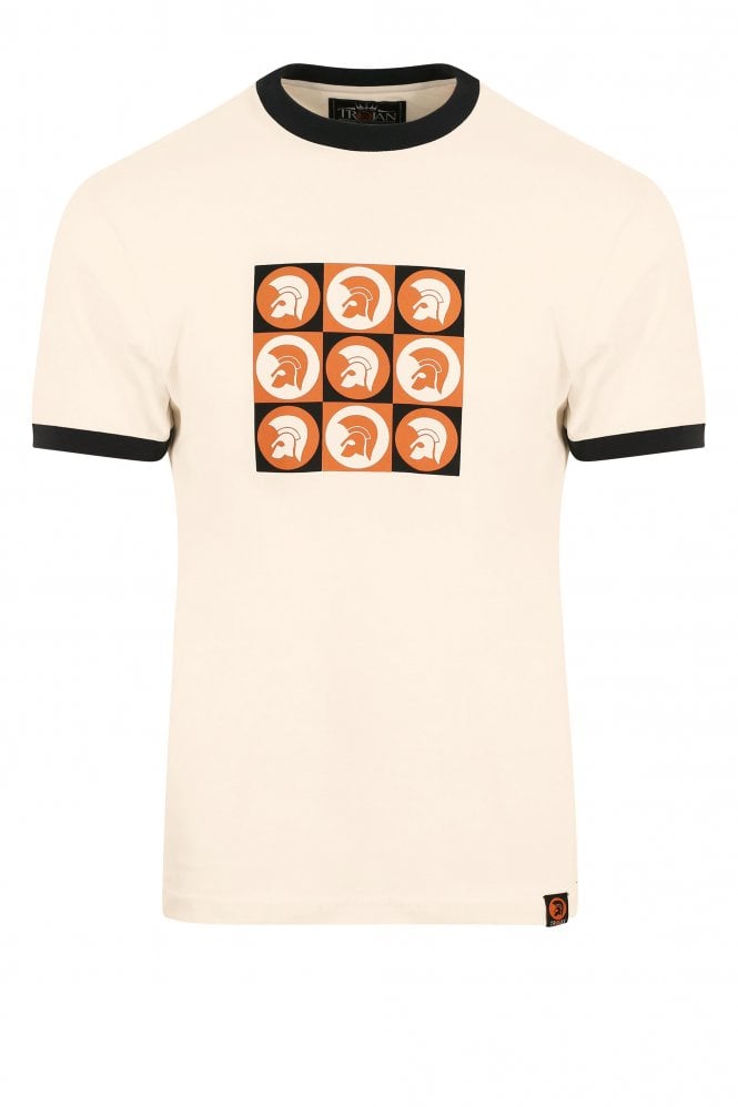 TROJAN SKA & SOUL Helmet Graphic Print T-Shirt | Ecru
