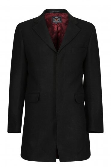 Mens Winter Over Coat With Velvet Collar | Black