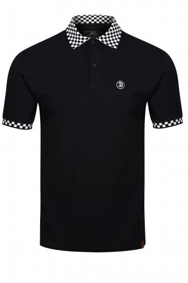 Mono Trim Pique Mens Polo Shirt - Black
