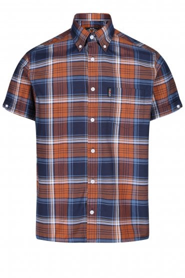 Records Dark Tartan Check Button Down Shirt | Golden Tan