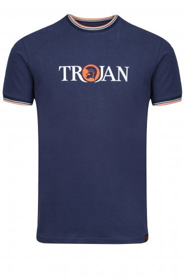 Records Helmet Logo Ringer T-Shirt | Navy