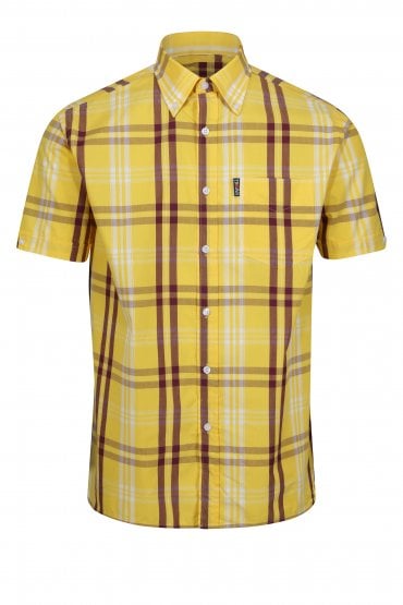 Records Mod Windowpane Check Shirt | Yellow/Brown
