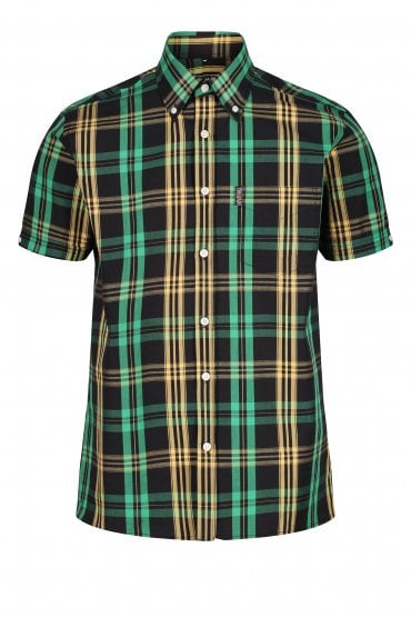 Records Windowpane Check Short Sleeve Shirt | Black