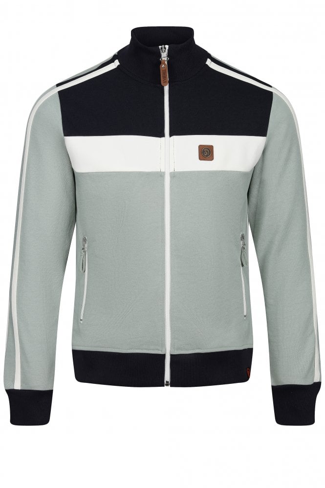 TROJAN SKA & SOUL Twin Stripe Retro Track Jacket | Sage