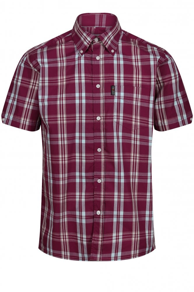TROJAN SKA & SOUL Window Pane Check Button Down Shirt - Port