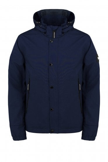 Cobija Hooded Jacket With Concealed Mesh Face Mask | Navy