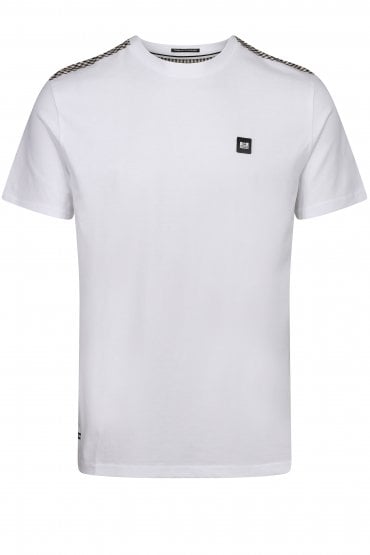 Diaz Check Panel Detail Mens Crew Neck T-Shirt - White