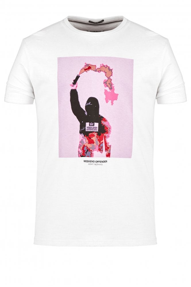WEEKEND OFFENDER Flare Graphic Print T-Shirt | White