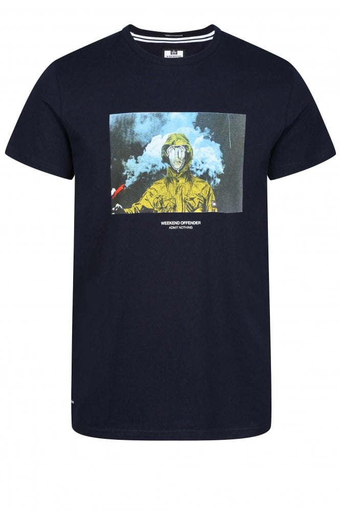WEEKEND OFFENDER Fusee Graphic Print T-Shirt | Navy