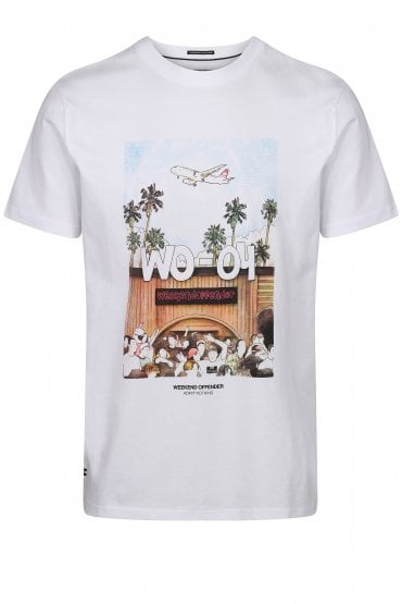 Loco Graphic Print Mens Crew Neck T-Shirt - White