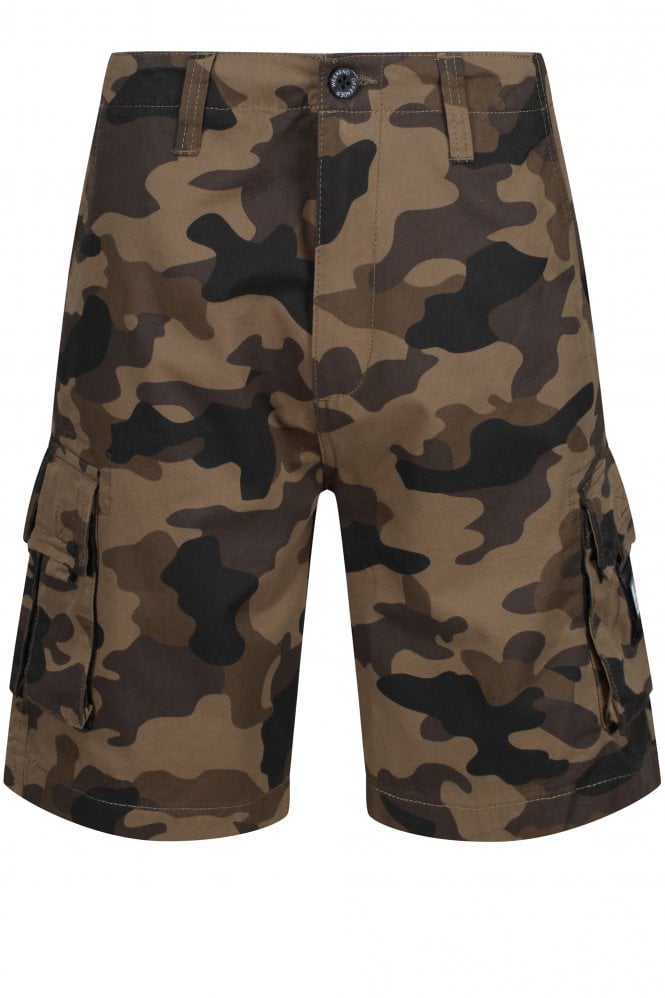 WEEKEND OFFENDER Masica Camouflage Cargo Shorts | Woodland Camo