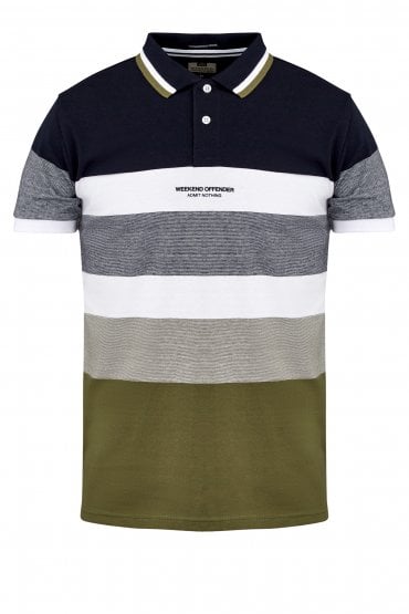 Rochelle Short Sleeve Striped Polo Shirt | Navy