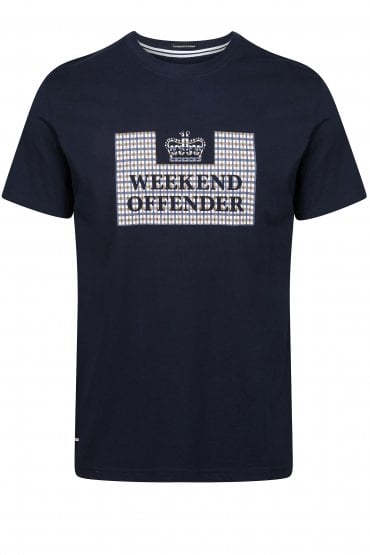 Shevchenko Classic Check Crew Neck Mens T-Shirt - Navy