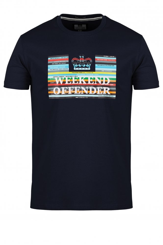 WEEKEND OFFENDER Spines Graphic Print T-Shirt | Navy